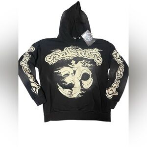 Hellstar Black Graphic Hoodie with Flame Design XL